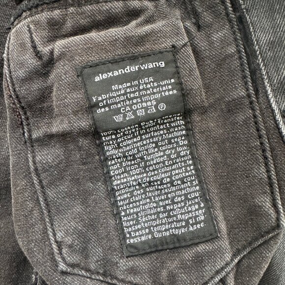 Alexander Wang A Wang Distressed Black Denim Jacket Shirt size 36 PREOWNED - Picture 4 of 10